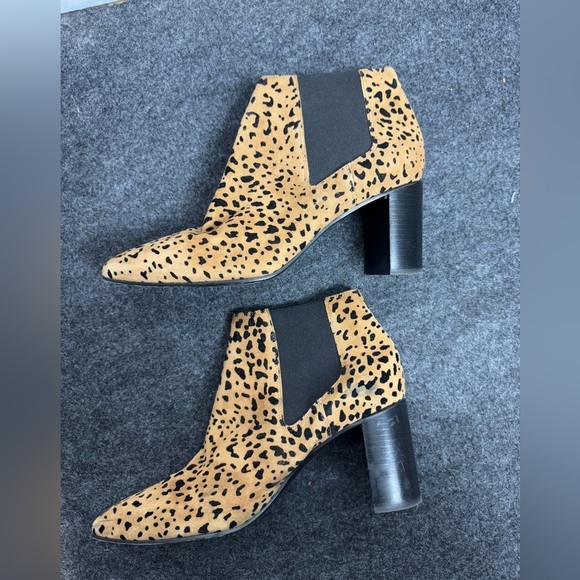 RAG & BONE “Aslen” Cheetah Print Suede Square Heel Ankle Boots - Picture 8 of 11